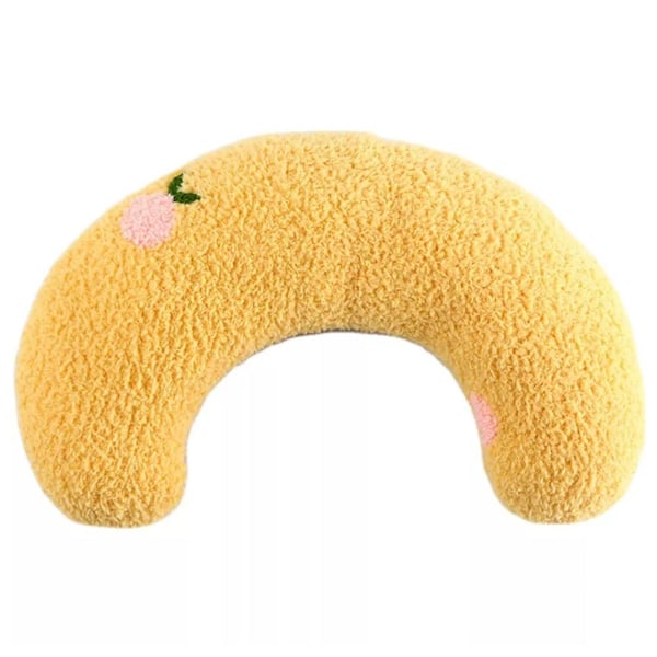 Teddy Velvet Halvmåne Kudde för Husdjur Katter Trampar på Mjölk Kudde U Yellow One size
