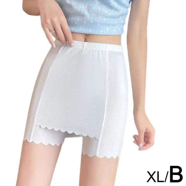Double Layer Invisible Under Kjol Shorts Anti-Chafing Front Cro white XL