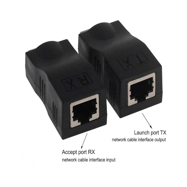 2X 4K1080P HDMI-signalförlängare till RJ45 över Cat 5e/6-nätverk black One-size