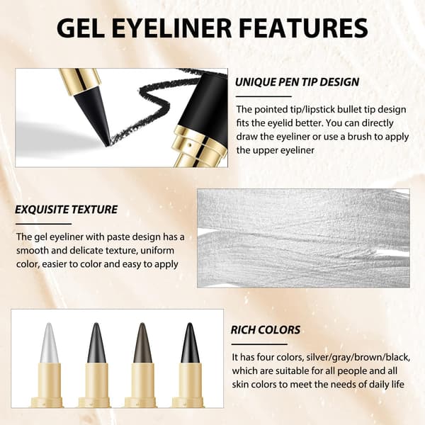 Langtidsholdbar Gel Eyeliner (04# Sort)