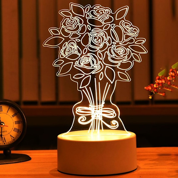 3D nattlampa LED sovrum nattlampa sängbord nattlampa Alla hjärtans dag G D 1pc