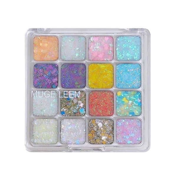 16-färgad ögonskuggs palett Färgglad Artist Shimmer Glitter Pigm