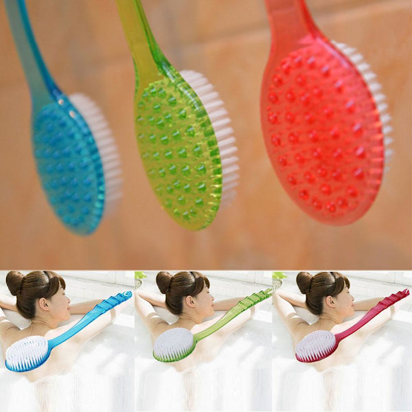 2 i 1 Badborste Skrubb Hudmassage Dusch Rygg Bad Badrum Hem Borste I9O6 rose Red One-size