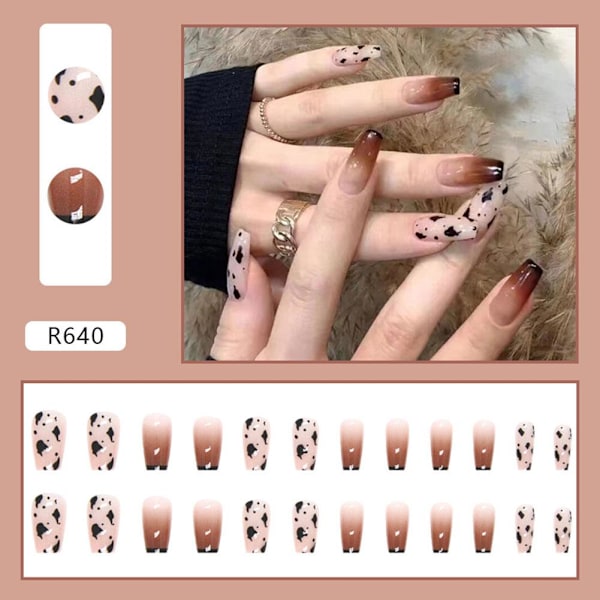 Falska naglar set med lim långa naglar franska nagelvård nagel skönhet style 1 1set