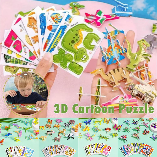 10/25x Utbildande 3D-tecknad pussel - 2024 Nya 3D-pussel för K dinosaurs 10pcs