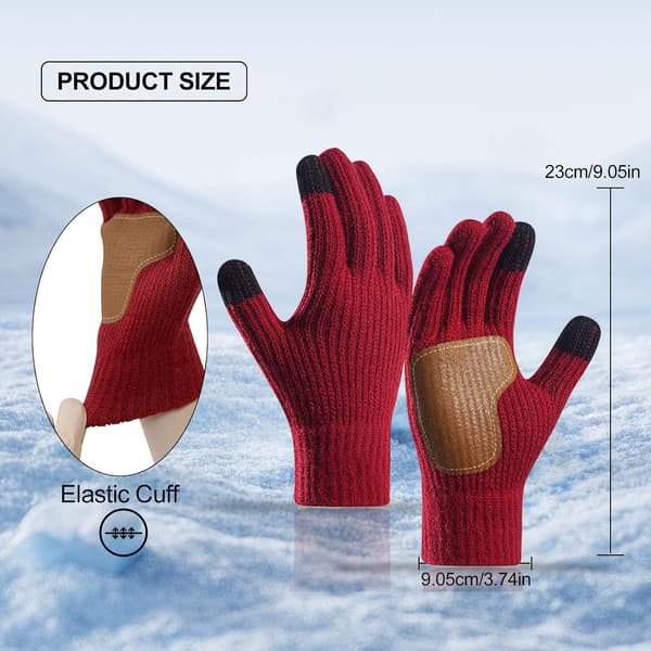 Langærmede vinterhandsker, unisex, varme, skridsikre, touchscreen vinterhandsker, strikkede varme handsker, forede elastiske handsker