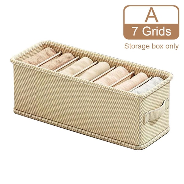 Underkläder Förvaringslåda Organizer Avdelare Vikbar Garderob Förvaring Strumpor Underkläder. beigeA 7 grids