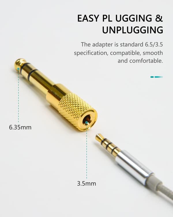 3,5 mm hun til 6,35 mm han hovedtelefonadapter