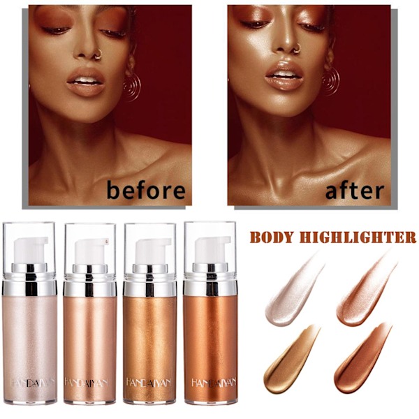 Kroppshighlighters Makeup ）Slätt, Skönhetsmakeup Glow kvalitet ny 1# 20ml