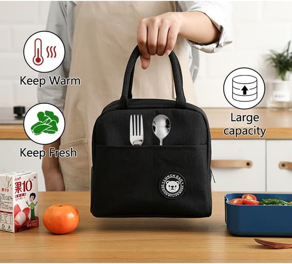 Liten 6L isolerad lunchväska med foliefoder, mini isolerad väska, isolerad lunchlåda med foliefoder, bärbar isolerad väska, vikbar, lämplig
