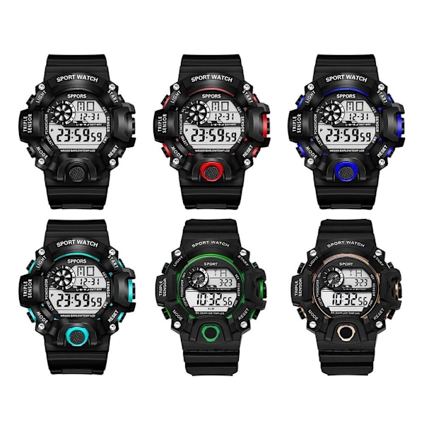 Digital Lysande Unisex Sport Vattentät Klocka Herrklockor Mode Damarmbandsur A7K9 Red One size