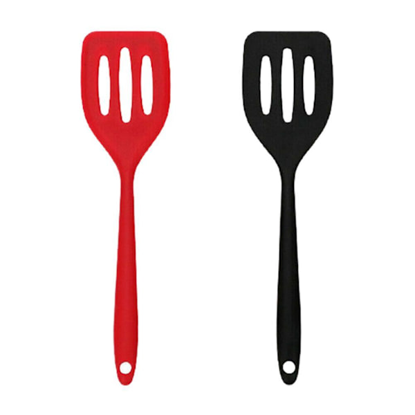 Köksredskap Silikon Fiskskiva Äggvändare Spårsked Skrapa Spatel Ny S9 black 1pcs
