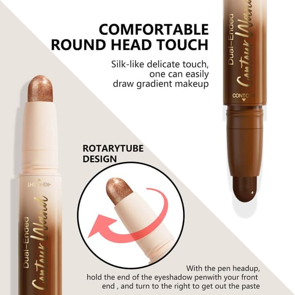 2-i-1 Ansiktshighlighter Luminizer Bronzer konturstift 26 Deep Rich