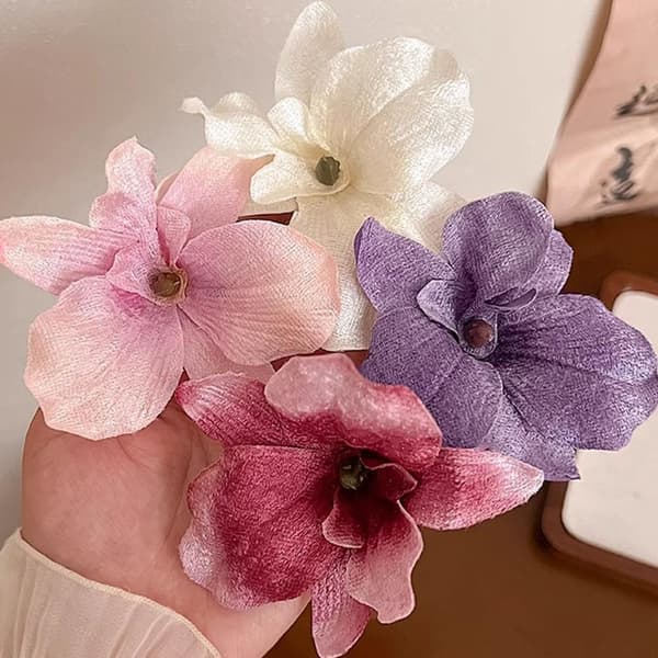 Phalaenopsis fransk retro hårklämma simuleringsblomma hårnål P4W1 E1Z7 White 1 item