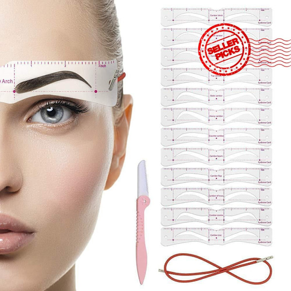 12 Style Fixerbar Ögonbrynsstencil Ett Steg Ögonbrynsstämpel Professionell Ögonbryn Ögonbrynsset Kortkit M9 Eyebrow card+rope+tool One size