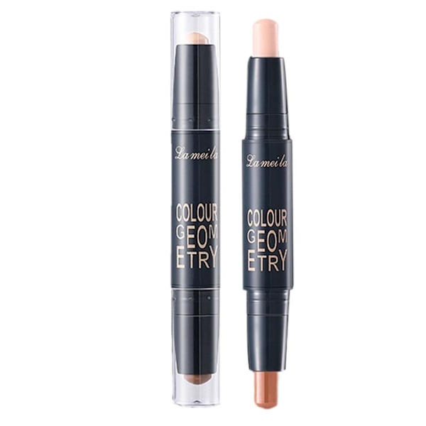 Dubbelsidig Highlighter Contouring Stick Näskontur Highlight Powder Stick M4V0 02# light brown + ivory white 3.6g