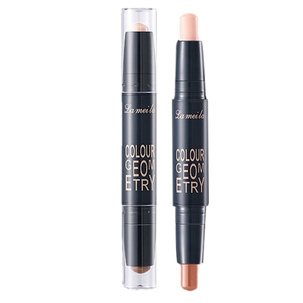 Dubbelsidig Highlighter Stick Vattentät Concealer Glitter Makeup 01# dark brown + natural color 3.6g