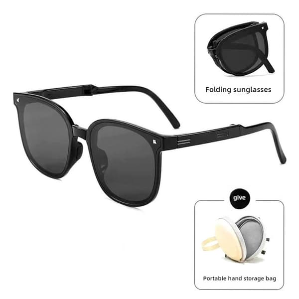 Vikbara solglasögon för kvinnor Resevänliga Retro Ram Stora Solglasögon Anti-uv W4U4 black 1 set
