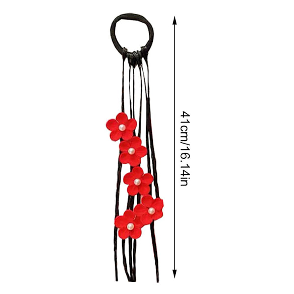 40cm Söt Tjej Färgglad Peruk Hårrep Prinsessa Fläta Hästsvans Elastiskt Hår O6B7 red and white one-size