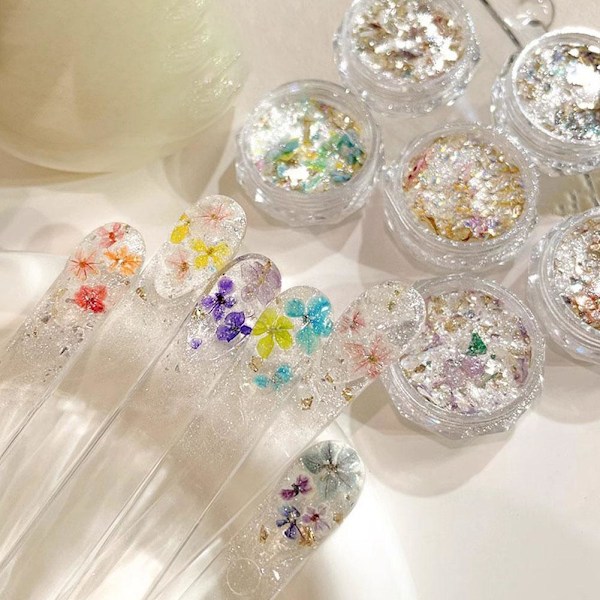 Nagelkonst Tillbehör Netto Röd Sommar Färg Blommor Opal Pulver Tillbehör Konst Material Nagel B6m9 LP-346 1pcs