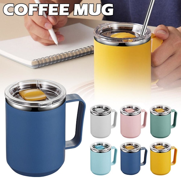 Kaffe Mugg Rostfritt Stål Dubbelvägg Isolerad Tumlare Resa M yellow One-size