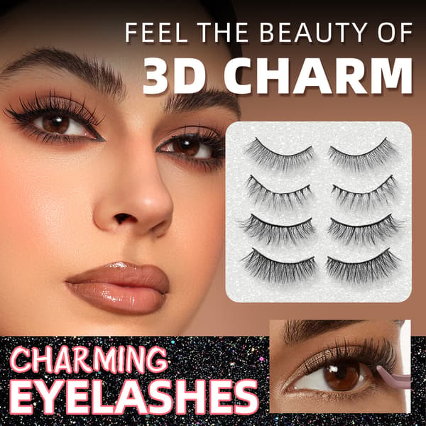 3D Ögonmakeup Tjocka och Böjda Lösögonfransar Set