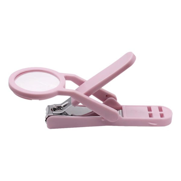 Nagelklippare med förstoringsglas, portabel nagelklippare med förstoringsglas, nagelfil i stål och tånagel i rostfritt stål pink 1pc