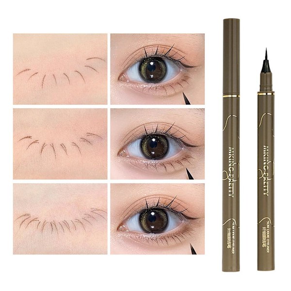 Ultrafin eyeliner vätskepenna bomullshuvud snabb torkning vattentät 04 # Cold Tea Brown 1g