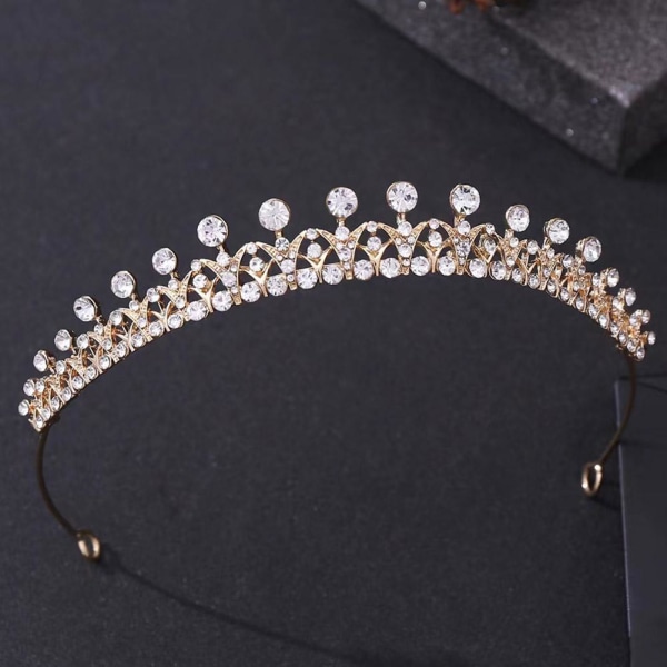 Tiara Bröllop Brud Huvudbonad för Rhinestone Crown Hårrings Rose Gold One size