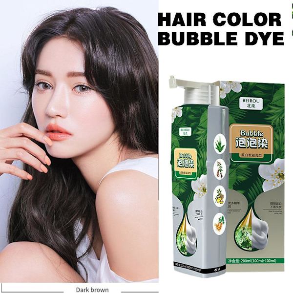2024 Nytt rent växtextrakt för grå hårfärg Bubble Dye Bubble Hårfärg Sälj black 200ml