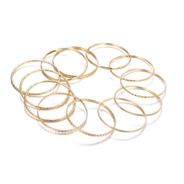 12 st/set Punk Kedjearmband Set för Kvinnor Boho Tjock Charm Armband Lot P A2W8 Silver One size