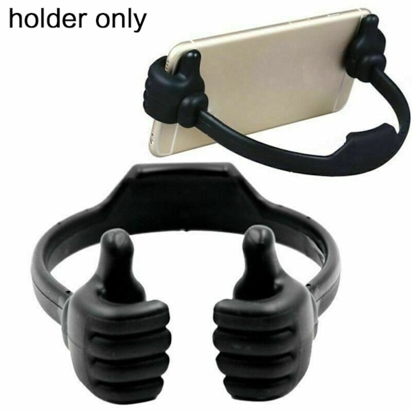 Julstrumpa Fyllning Kvinnor Telefonhållare, Tummen Upp Lat Telefonställ, Julstrumpor för Tonåringar Pojkar Vuxna Barn, Rolig Mobiltelefonhållare Ställ, Th black One-size