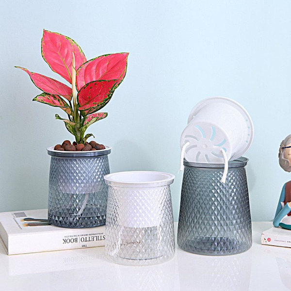 Självabsorberande Blomkruka, Självvattnande Hydroponisk Kruka, Suckulent Transparent S 1set