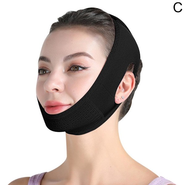 V-linjemask - Hakestropp för kvinnor Ansiktslyft Dubbelhaka Str black 1pcs