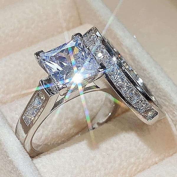 Dame mode skinnende diamantringe (2 stk., størrelse 6-10)