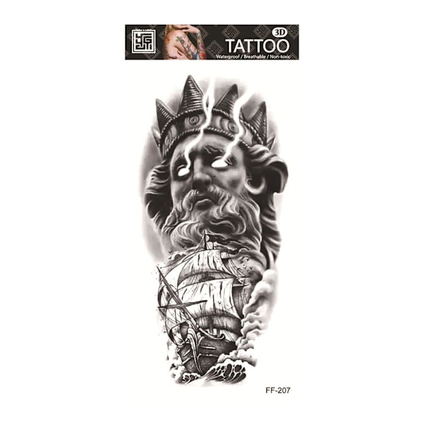 Vattentät Tatueringsdekal Med Varghuvud Totem Arabisk Text Tatuering 201 1pcs