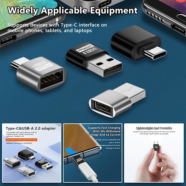 USB-C Type C Hane till USB 3.0 Type A Hona OTG Adapterkabel 2024 Konverterare T4I6  Silvery typec