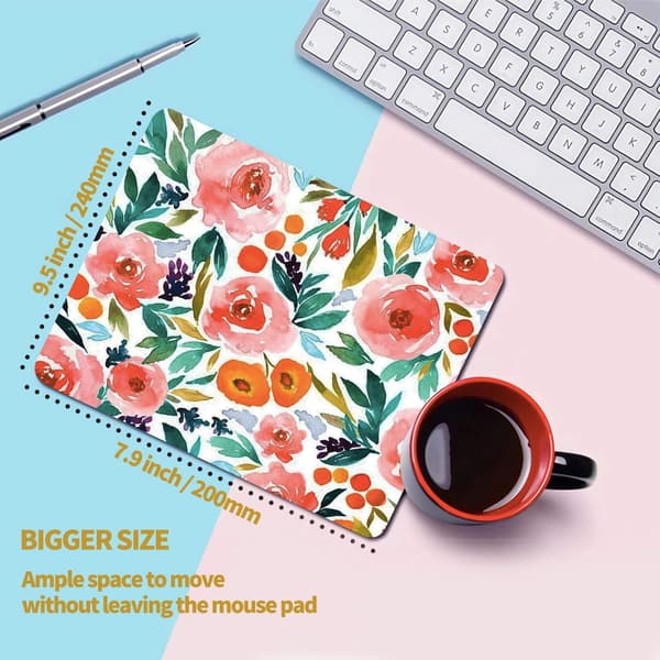 Firkantet musematte med akvarell roseblomstdesign (9,5 x 7,9 tommer)