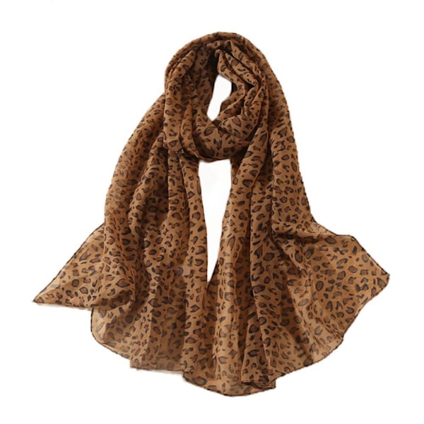 Leopard Chiffon Scarf Strand Halsduk, Djurmönstrat Scarf Mode white 50*160cm