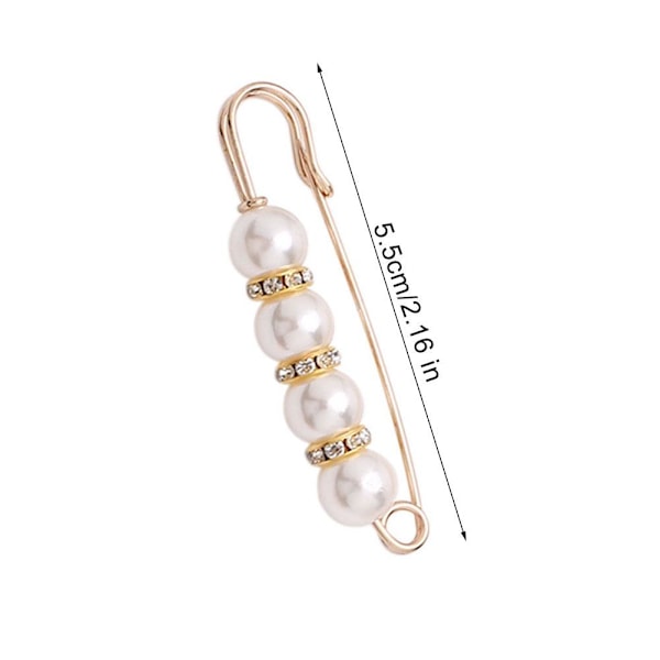 Kristallpärla Kläder Mode Nålar Brosch Kvinnor Byxor Säkerhetsnål Smycken white one-size 2pcs