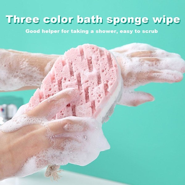 Svampbad Dusch Gnugga Exfoliering Massage Borste Skrubber Badrock  gray white pink 1pcs