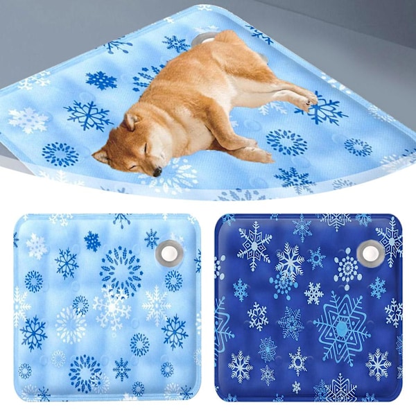 Sommarhund & katt kylmatta 36cm/58cm - Kylplatta för hundar och katter Pale blue snowflake M