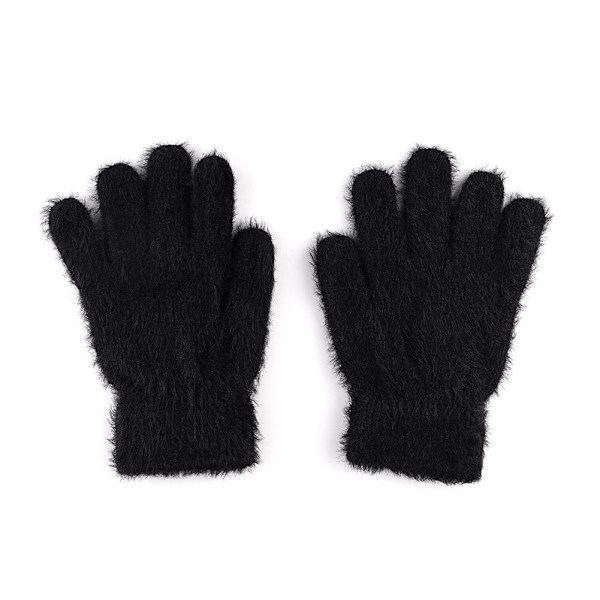 2x Mink Sammet Tjocka Handskar Fluffiga Päls Helfingerhandskar Vantar Varma Gl`AU. Black One size