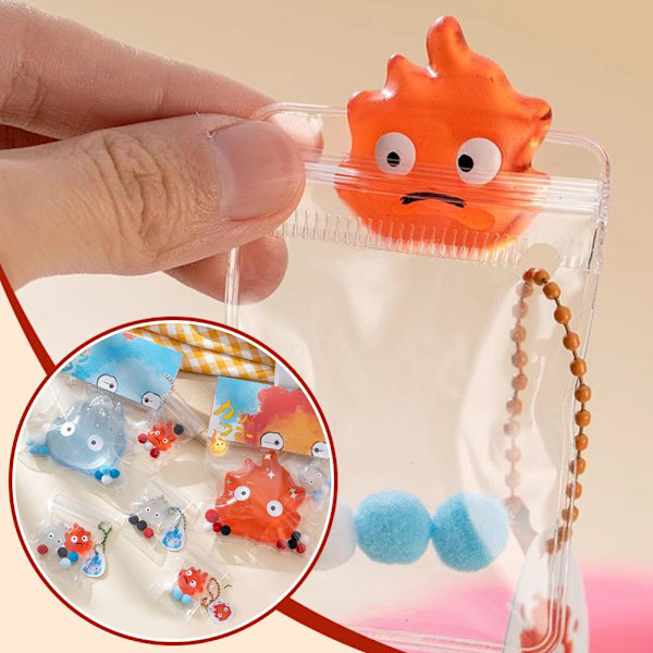 Klämleksaker Avstressleksak Calcifer Elddemon Hayao Miyazaki 2pcs Little