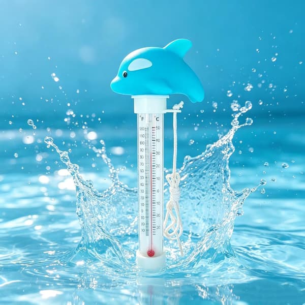 Pooltermometer, söt djurdesign, stor flytande, lättläst urtavla.