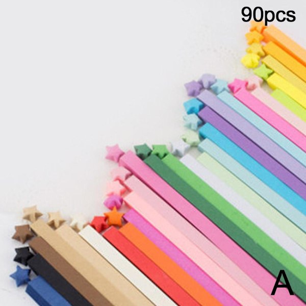 540 st Origami Stjärnpappersremsor, färgade pappersstjärnremsor Dubbel 90pcs one-size