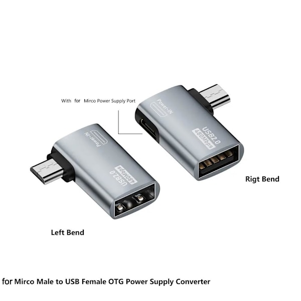 OTG-kabeladapter 4K 90 graders vinkel Strömförsörjd Micro USB till USB OT left one-size