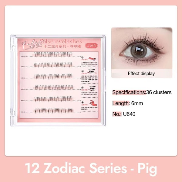 UWN tolv stjärnbilder limfria lösögonfransar simulerade X7 Cat paw lower eyelashes One size