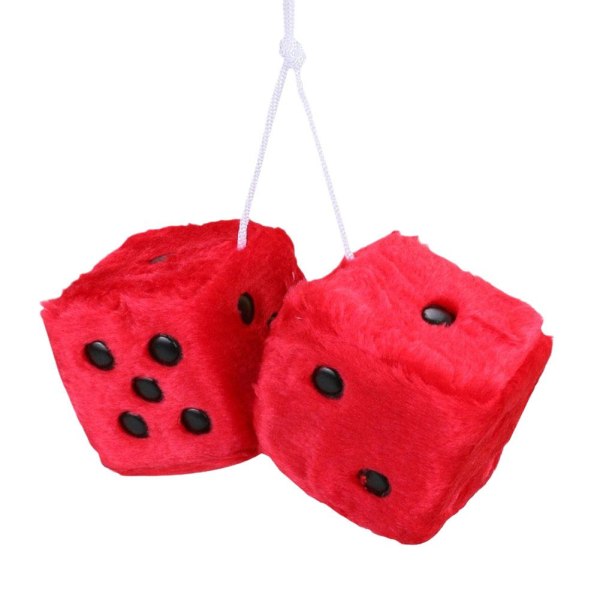 Bil Färgglad Mjuk Prickig Furry Fluffig Hängande Spegel Dice Fuzzy Red 1pcs