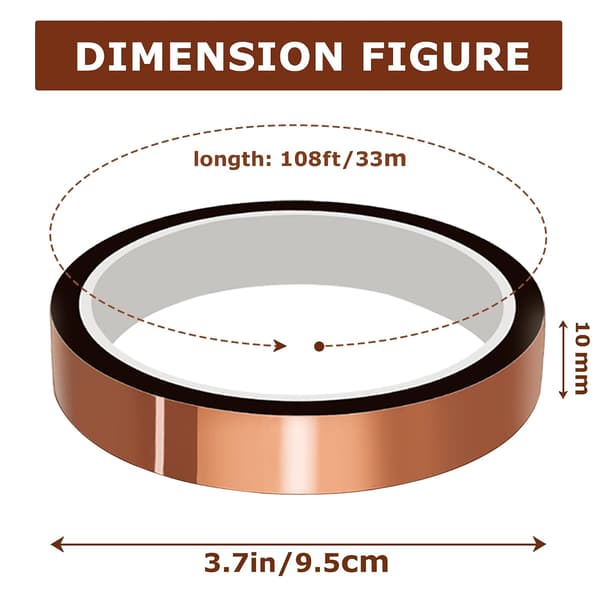 Högtemperaturtejp (10 mm x 33 m) - Värmebeständig tejp för
